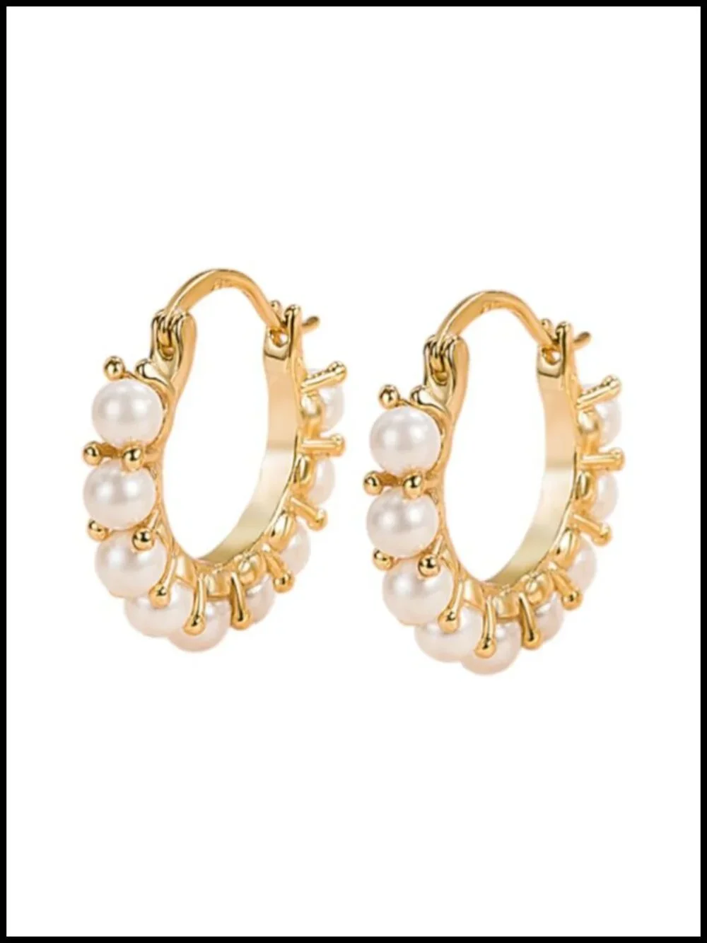 18K Gold Plated Faux Pearl Huggie Hoop Earrings Lightweight Women Jewelry